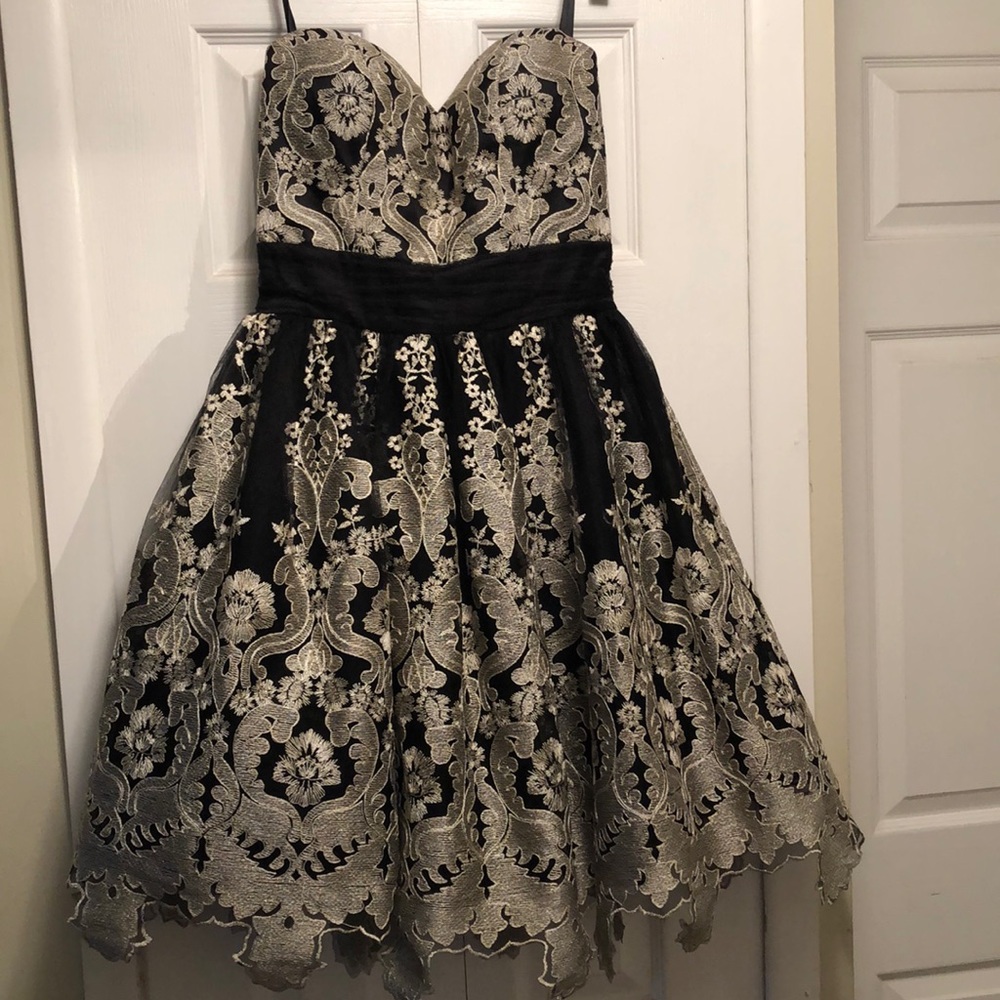 Black and gold formal/ homecoming/ prom dress